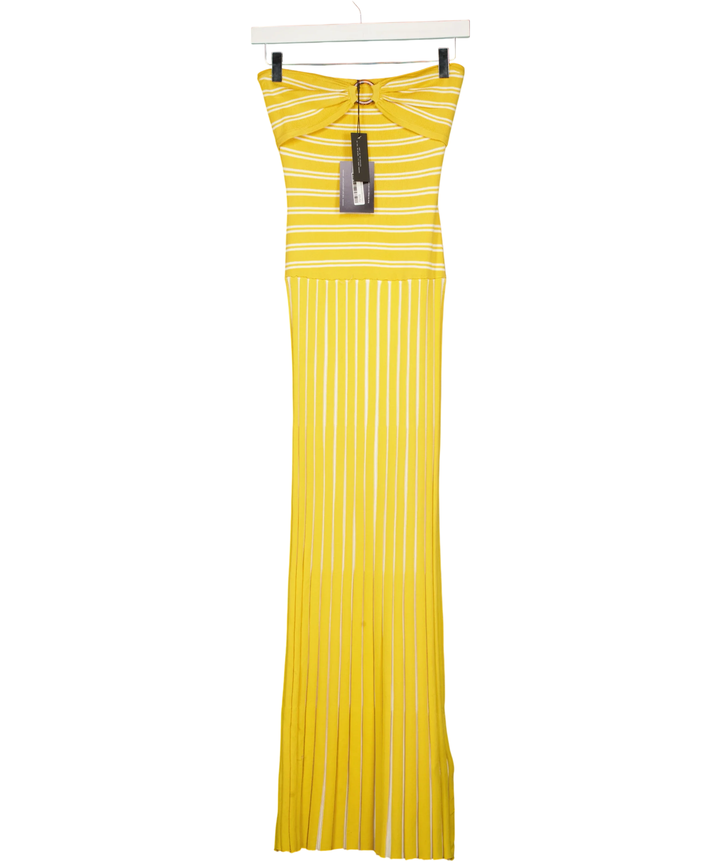 4th & Reckless Yellow Thea Knitted Bandeau Maxi Dress Lemon, size UK 8 — front