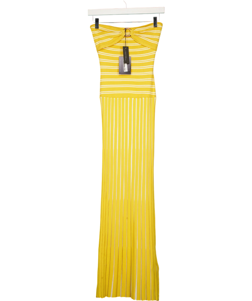 4th & Reckless Yellow Thea Knitted Bandeau Maxi Dress Lemon, size UK 8 — front