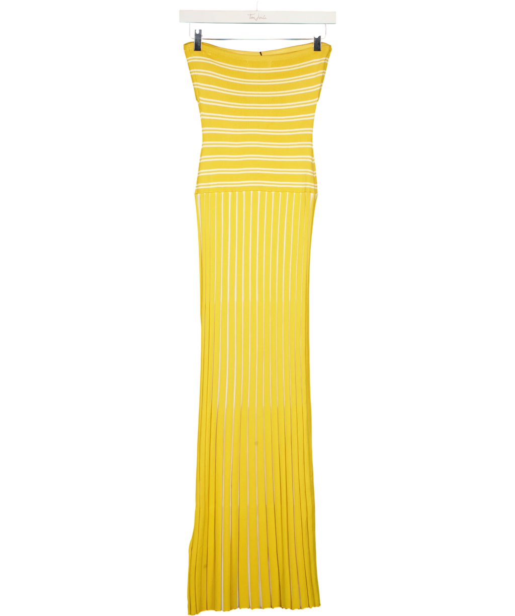 4th & Reckless Yellow Thea Knitted Bandeau Maxi Dress Lemon, size UK 8 — back