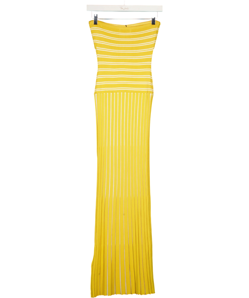 4th & Reckless Yellow Thea Knitted Bandeau Maxi Dress Lemon, size UK 8 — back