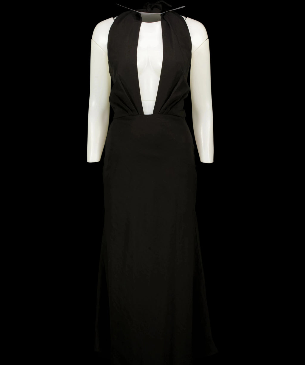 Commense Black Deep V-Neck Halter Cut-Out Maxi Dress Black, size UK XS — detail