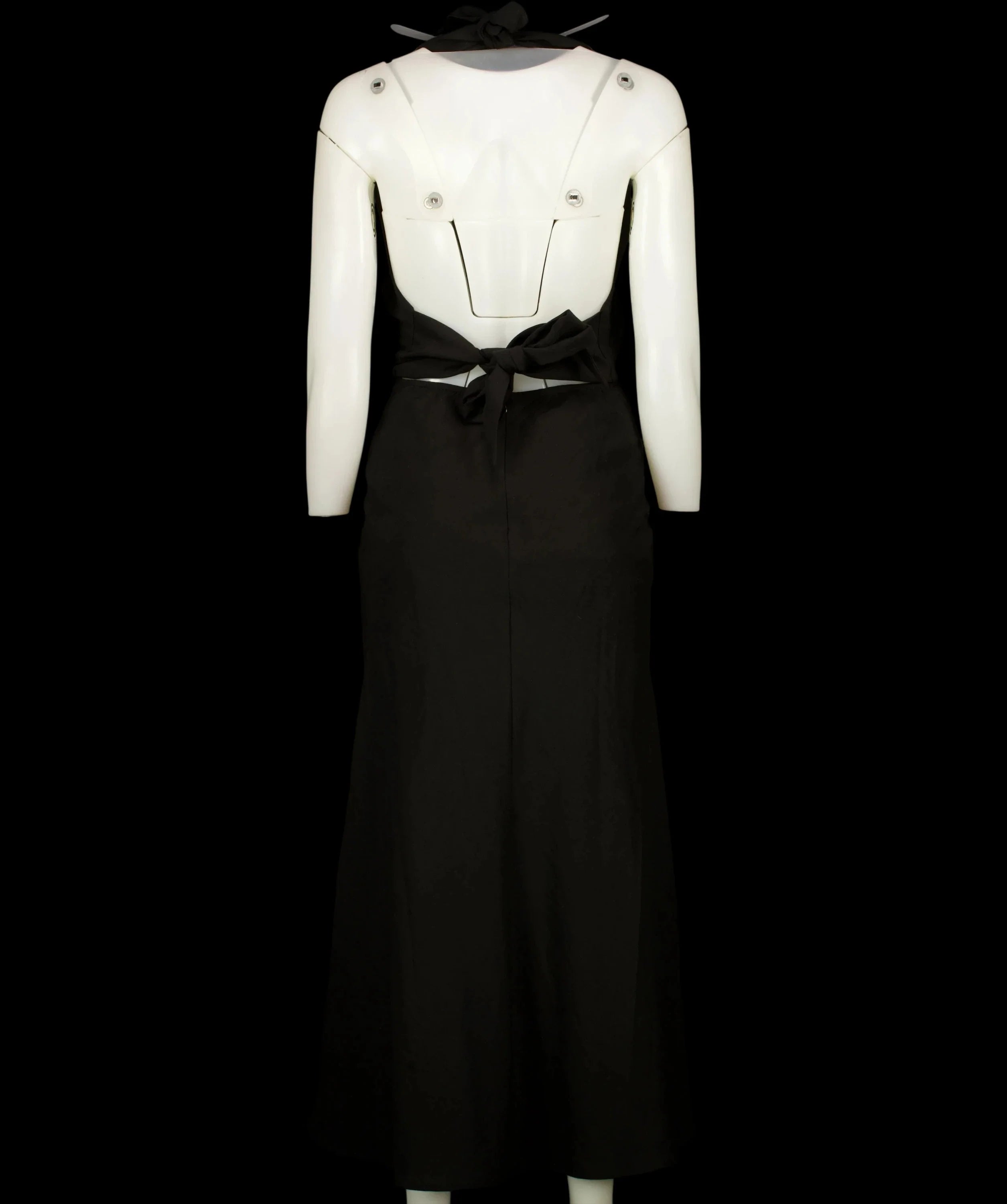 Commense Black Deep V-Neck Halter Cut-Out Maxi Dress Black, size UK XS — label