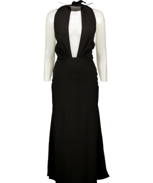 Commense Deep V-neck Halter Cut-out Maxi Dress Black UK XS