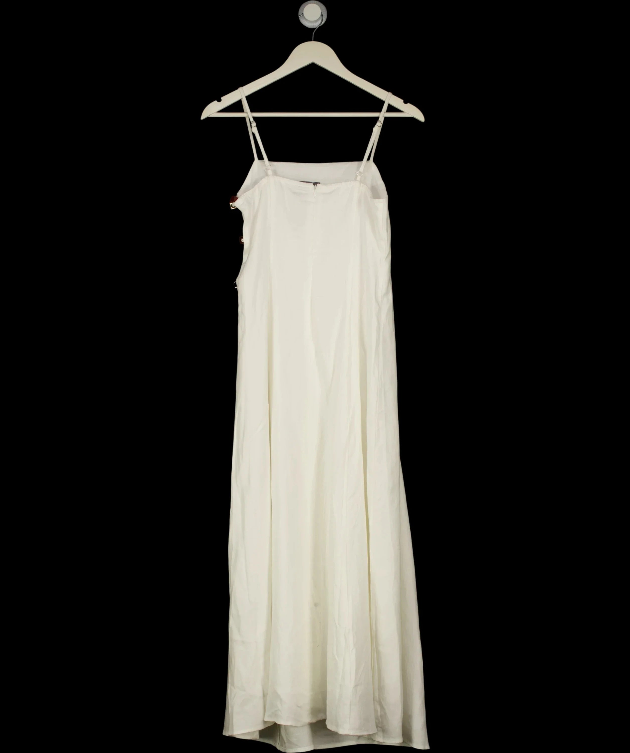 Commense White Linen-Blend Amber Detail Cami Maxi Dress White Size S, size UK S — label