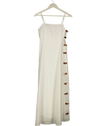 Commense White Linen-Blend Amber Detail Cami Maxi Dress White Size S, size UK S — front