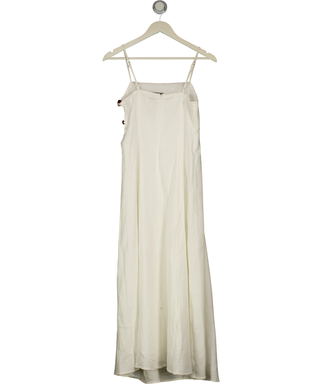 Commense White Linen-Blend Amber Detail Cami Maxi Dress White Size S, size UK S — back