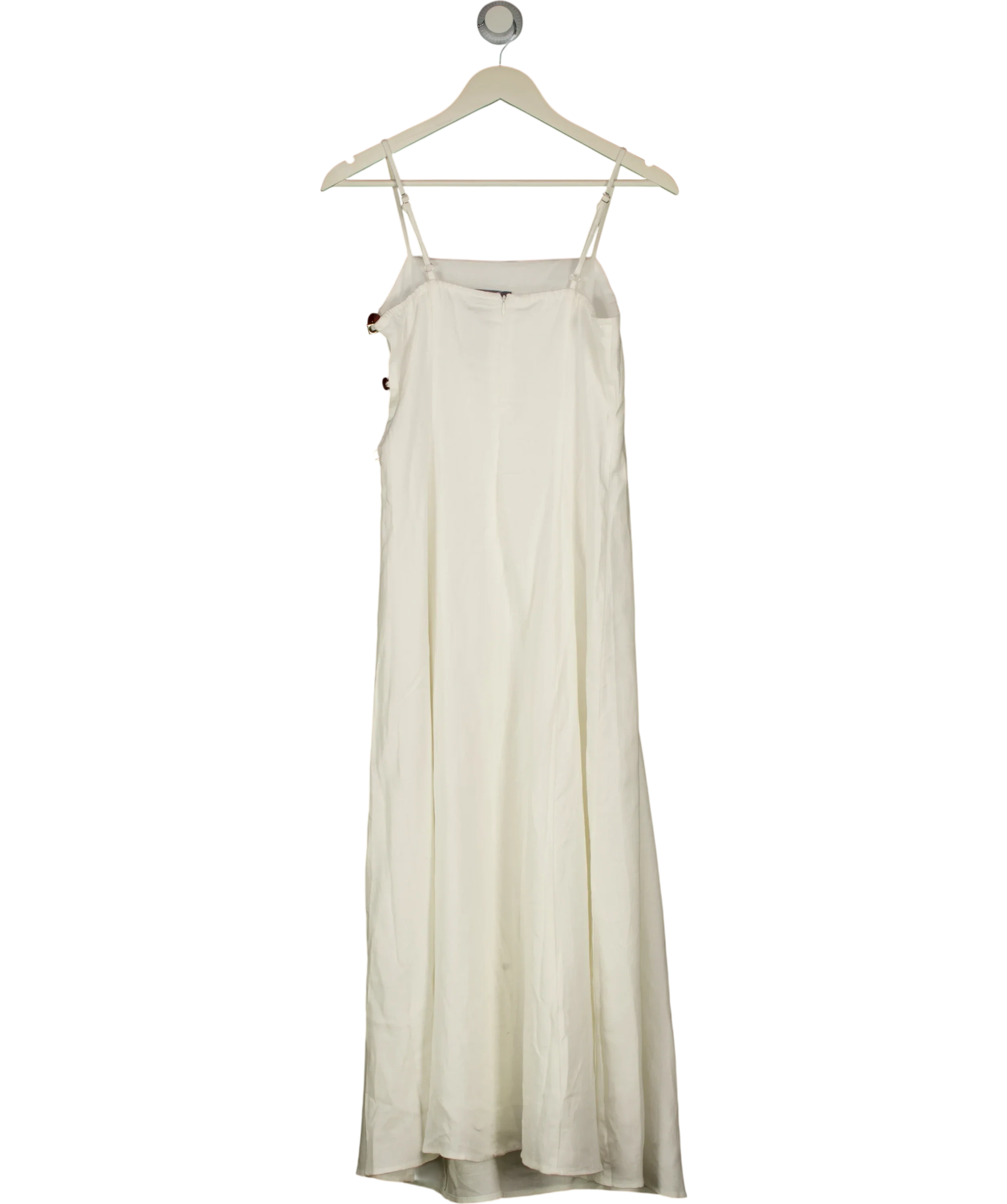 Commense White Linen-Blend Amber Detail Cami Maxi Dress White Size S, size UK S — back