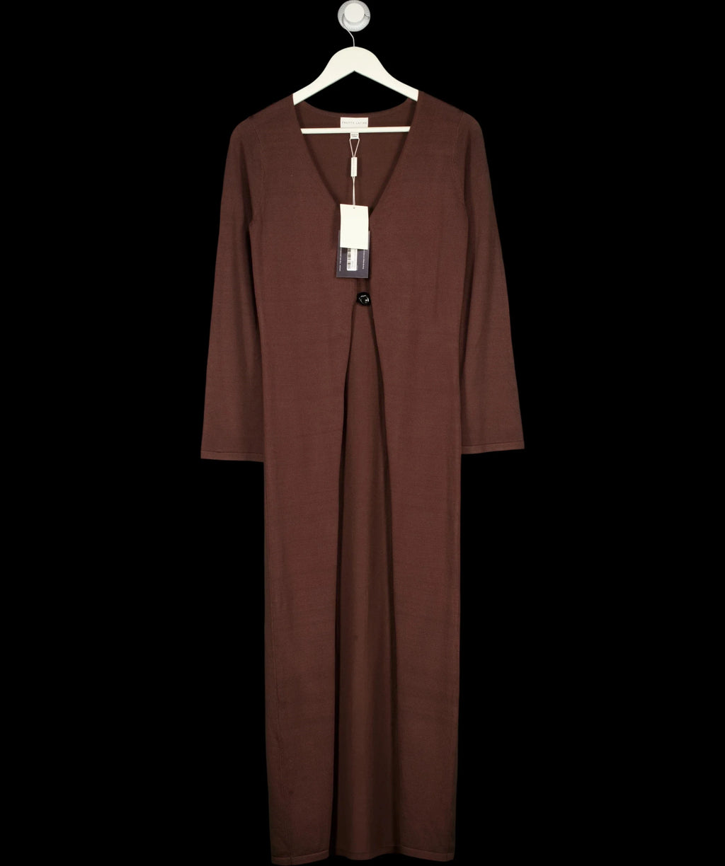 PRETTY LAVISH Brown Maelle Maxi Knit Cardigan Chocolate Brown, size UK S — detail