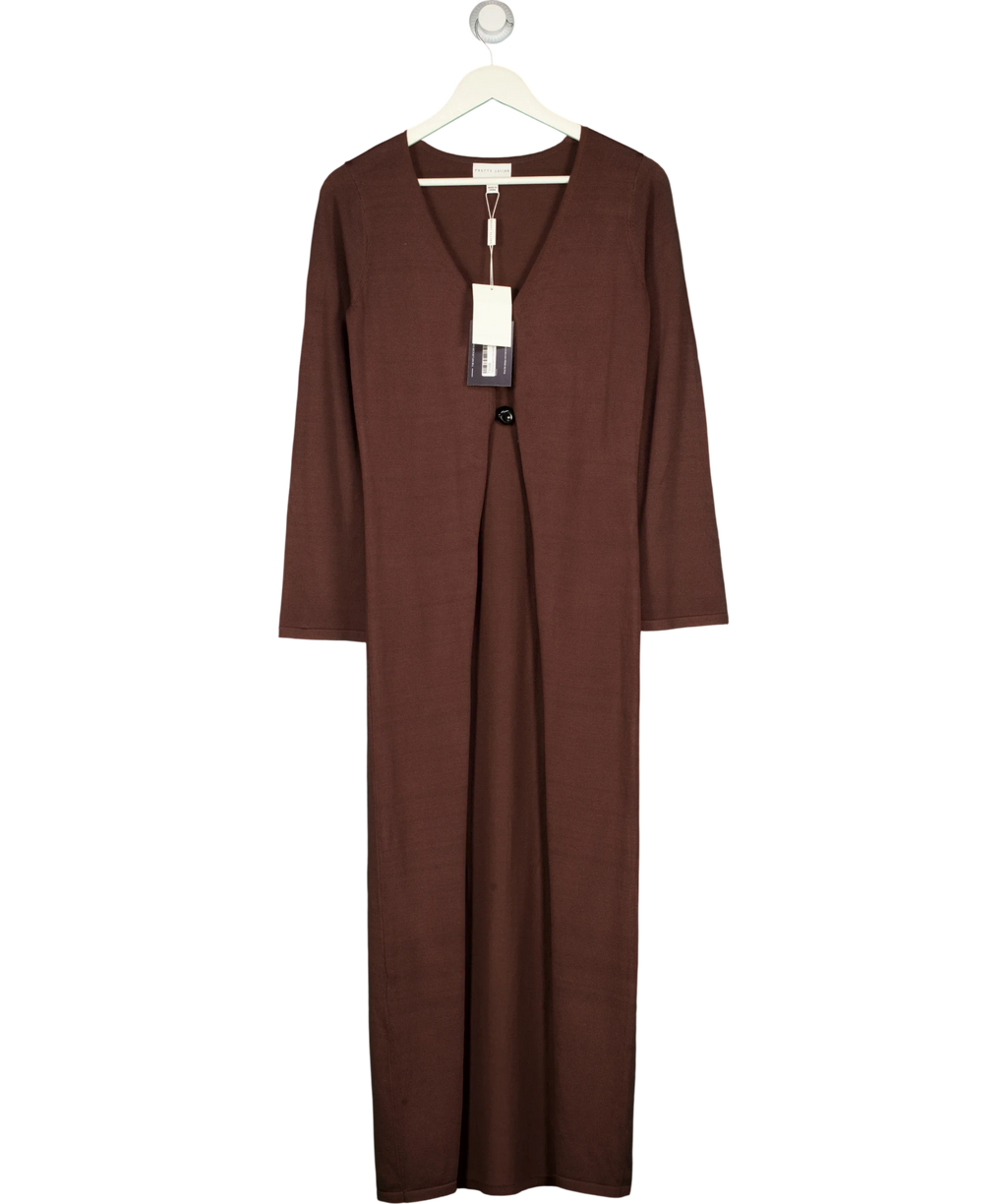 PRETTY LAVISH Brown Maelle Maxi Knit Cardigan Chocolate Brown, size UK S — front