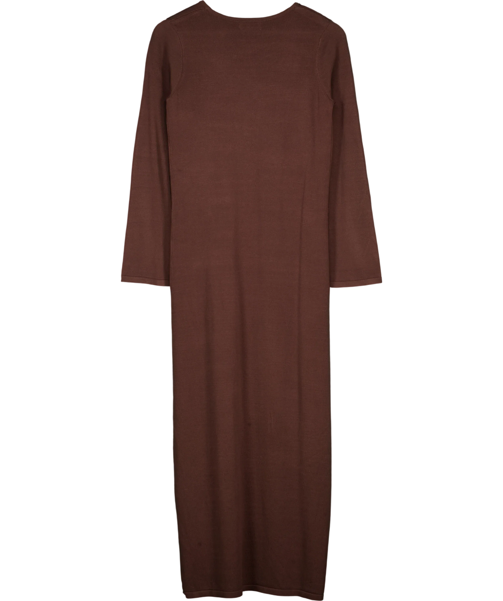 PRETTY LAVISH Brown Maelle Maxi Knit Cardigan Chocolate Brown, size UK S — back