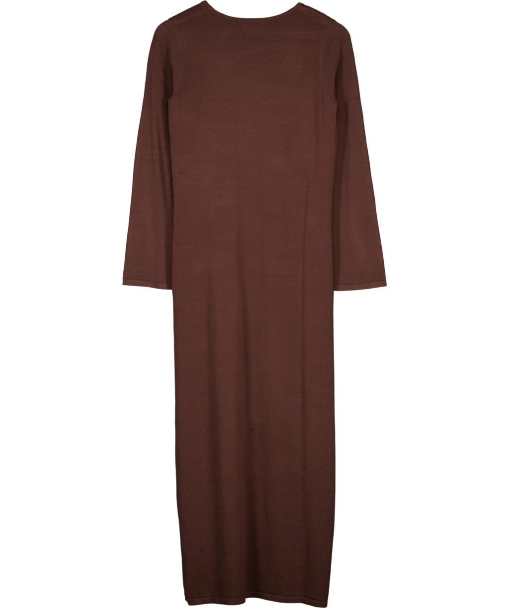 PRETTY LAVISH Brown Maelle Maxi Knit Cardigan Chocolate Brown, size UK S — back