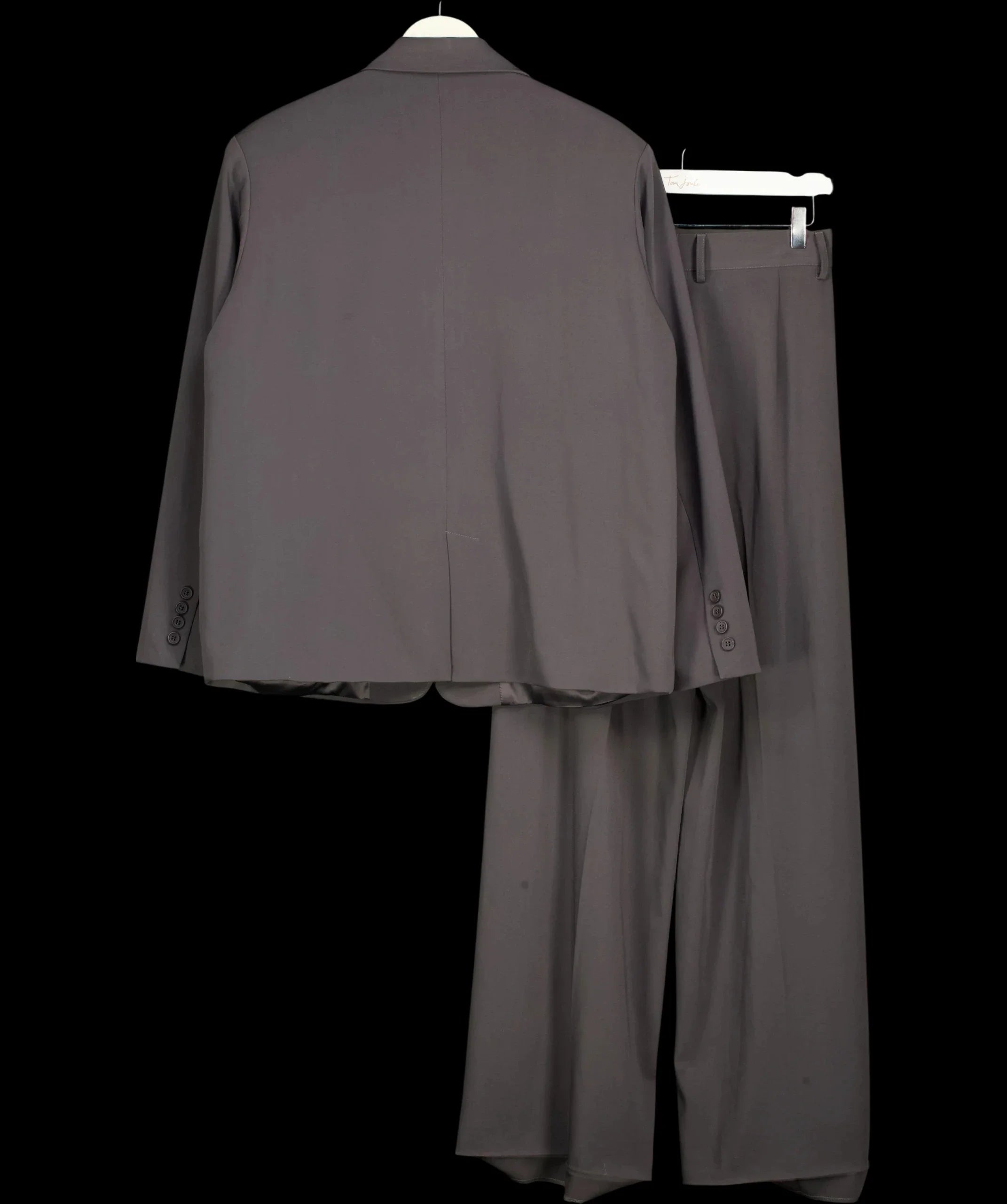 Meshki Grey Mateo Oversized Blazer and Arlo Wide Leg Trouser Suit Set Charcoal Grey, size UK S — label