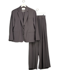 Meshki Grey Mateo Oversized Blazer and Arlo Wide Leg Trouser Suit Set Charcoal Grey, size UK S — front