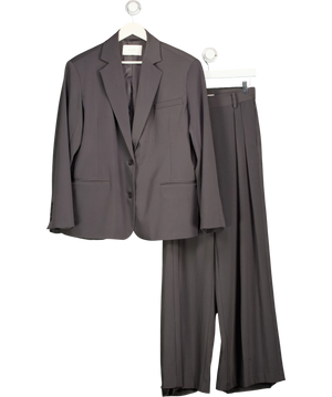 Meshki Mateo Oversized Blazer And Arlo Wide Leg Trouser Suit Set Charcoal Grey UK S