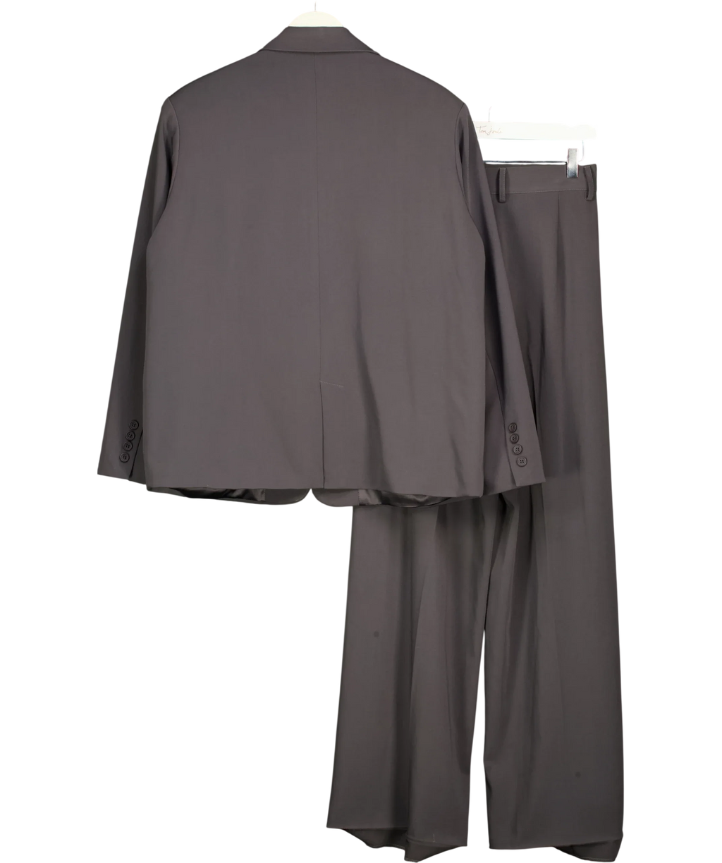 Meshki Grey Mateo Oversized Blazer and Arlo Wide Leg Trouser Suit Set Charcoal Grey, size UK S — back