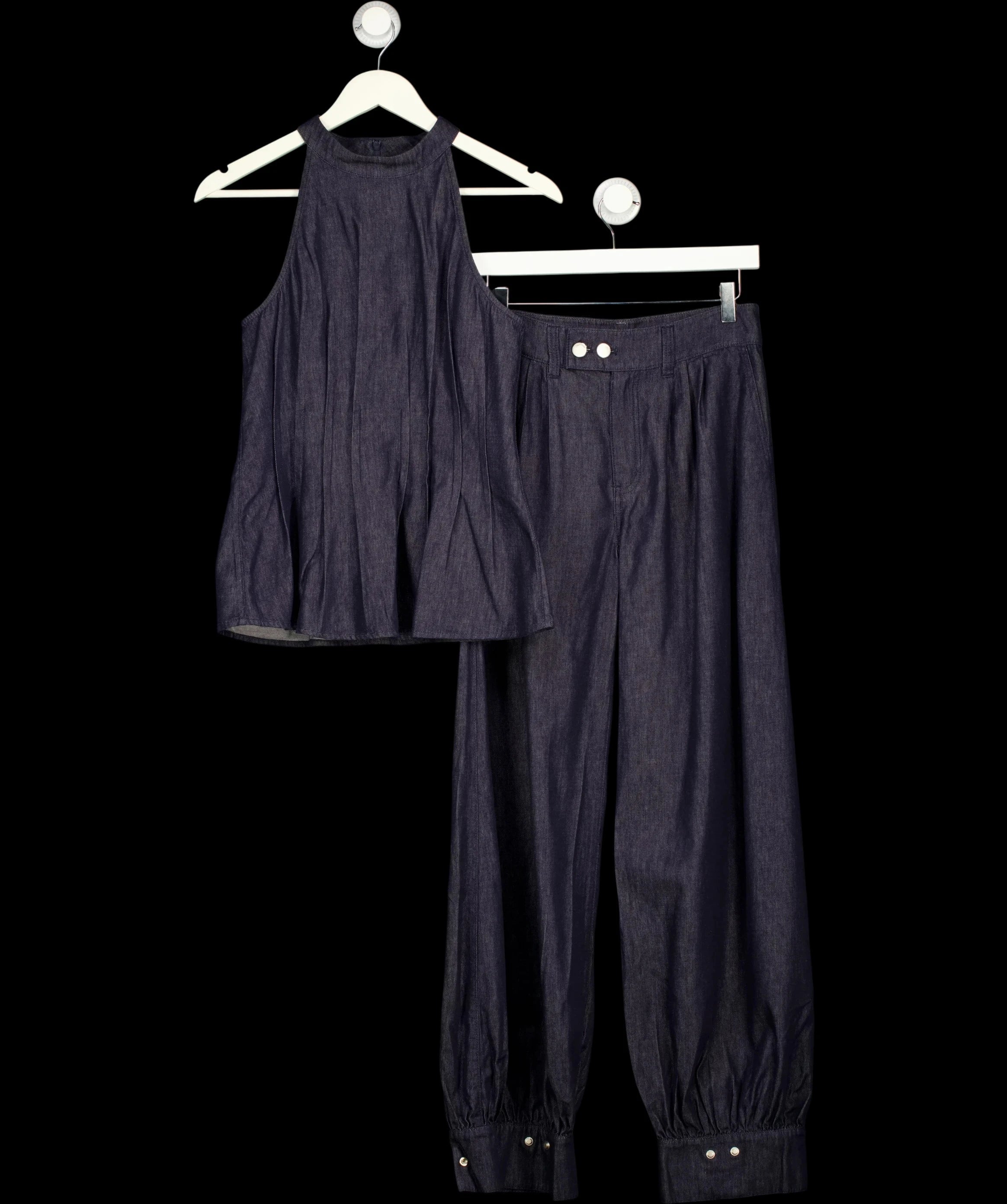 Fabrique Blue x Rebekka Bach Brooke Top and Bonnie Balloon Jeans Set Raw Denim, size UK S — detail