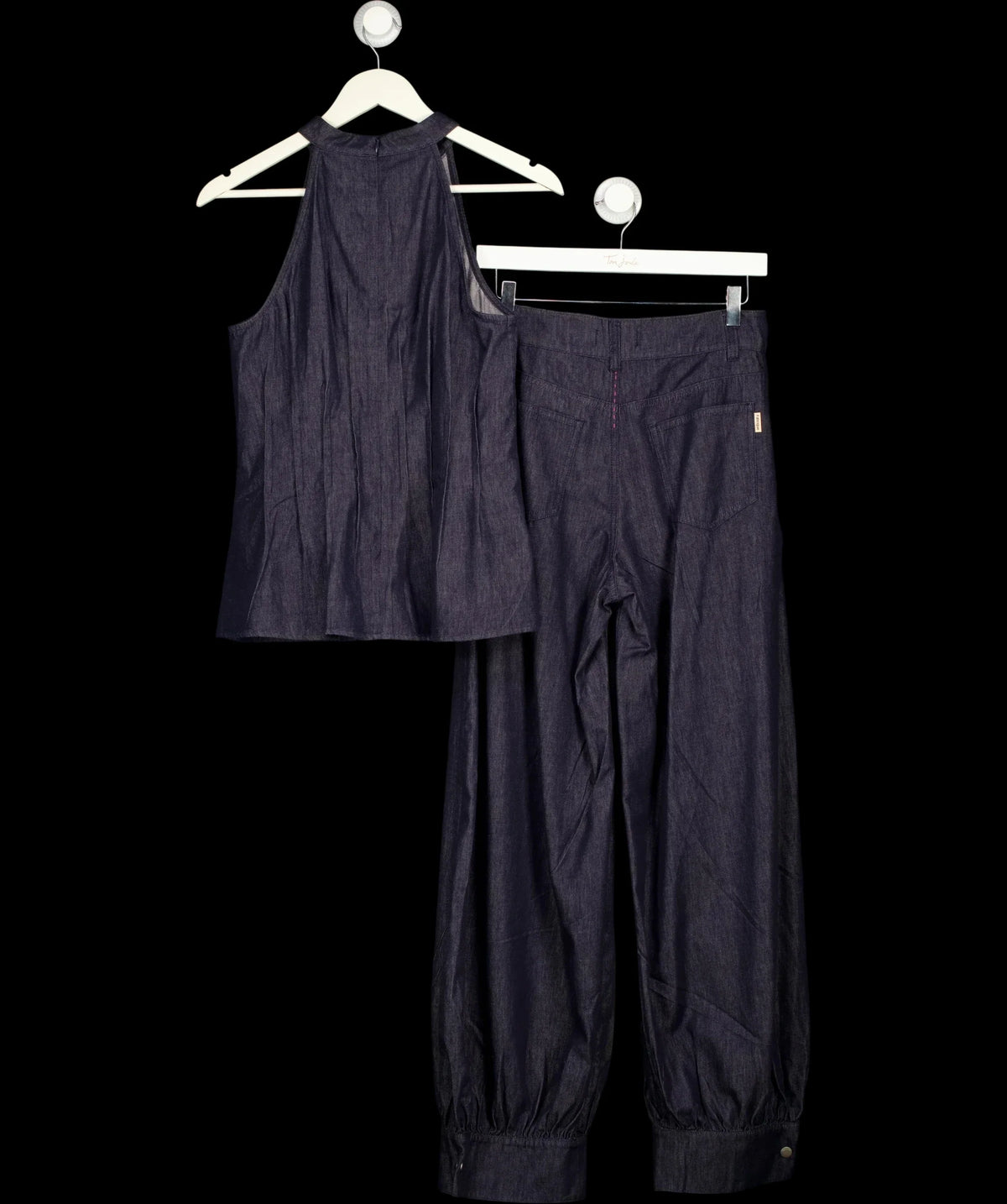 Fabrique Blue x Rebekka Bach Brooke Top and Bonnie Balloon Jeans Set Raw Denim, size UK S — label