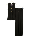 PRETTY LAVISH Black Imani Pointelle Knit Waistcoat and Trousers Set Black, size UK XS/S — front