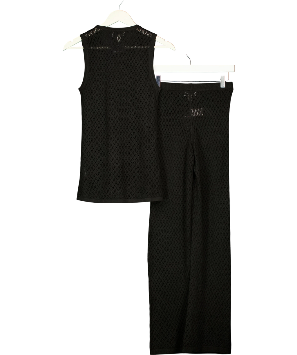 PRETTY LAVISH Black Imani Pointelle Knit Waistcoat and Trousers Set Black, size UK XS/S — back