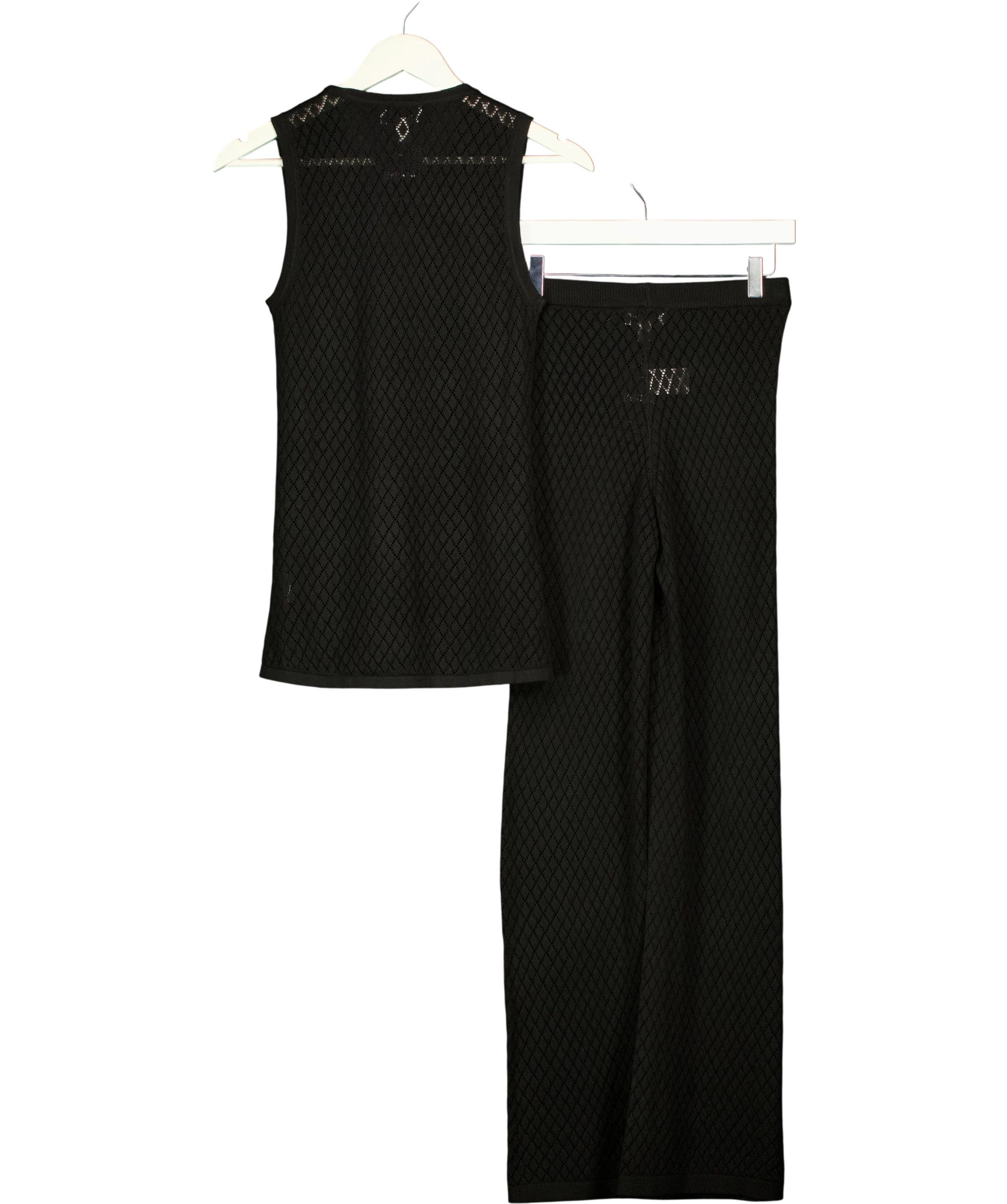PRETTY LAVISH Black Imani Pointelle Knit Waistcoat and Trousers Set Black, size UK XS/S — back