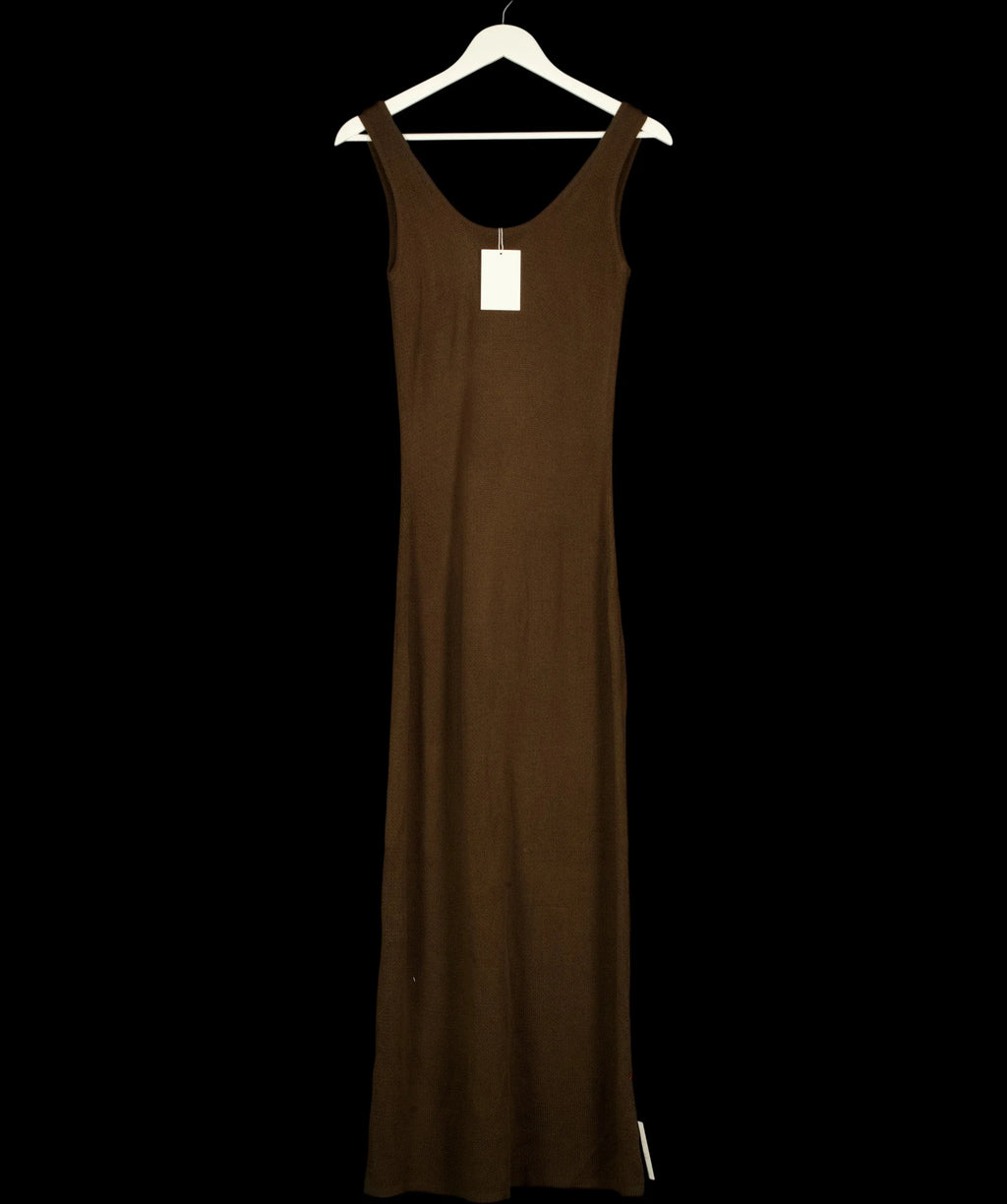 PRETTY LAVISH Brown Dora Knit Scoop Neck Maxi Dress Chocolate Brown, size UK S — detail