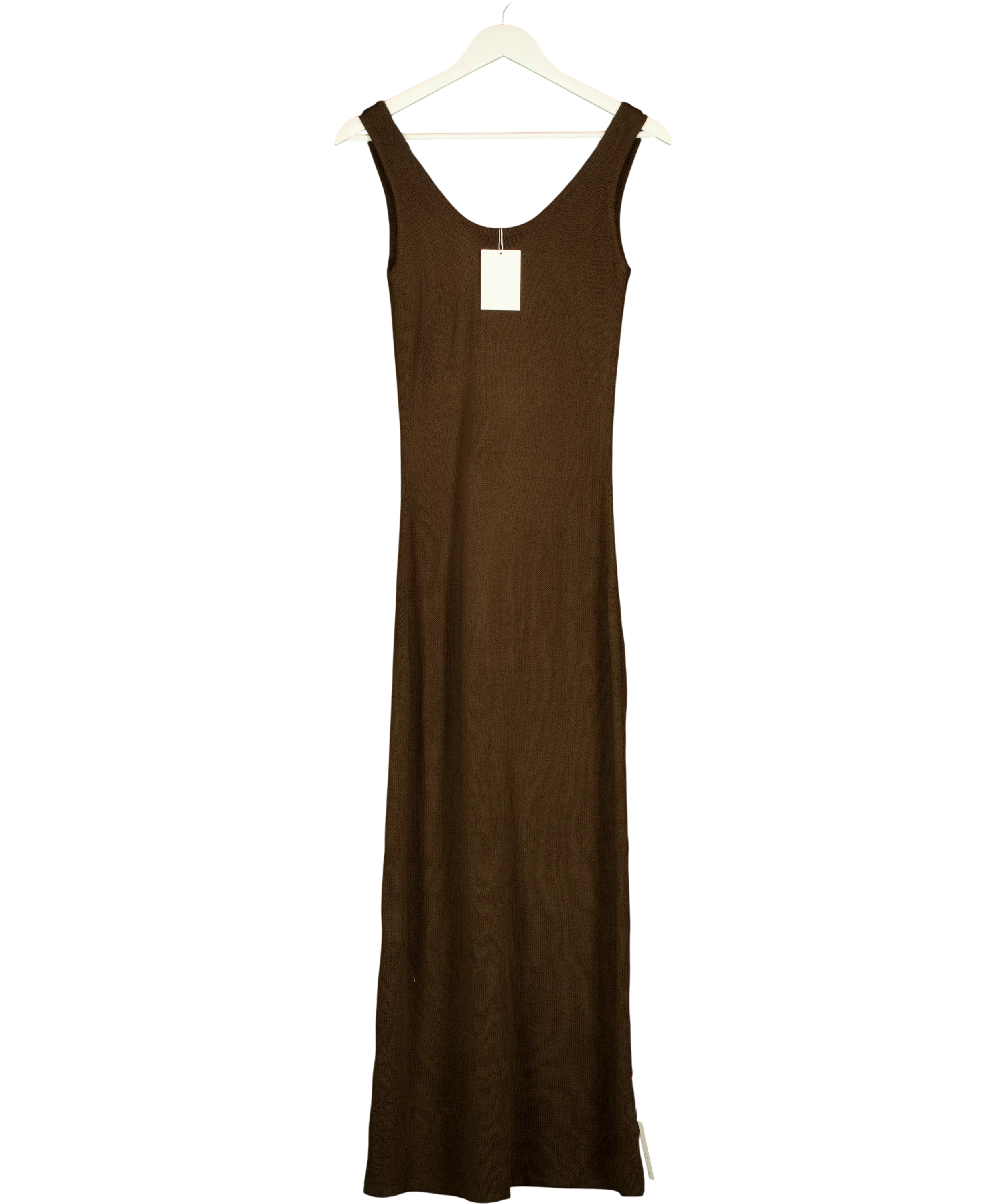PRETTY LAVISH Brown Dora Knit Scoop Neck Maxi Dress Chocolate Brown, size UK S — front