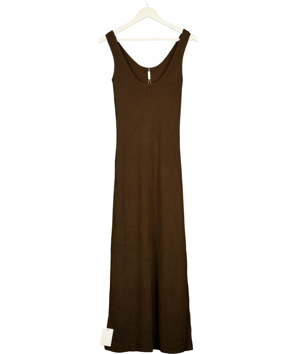 PRETTY LAVISH Brown Dora Knit Scoop Neck Maxi Dress Chocolate Brown, size UK S — back