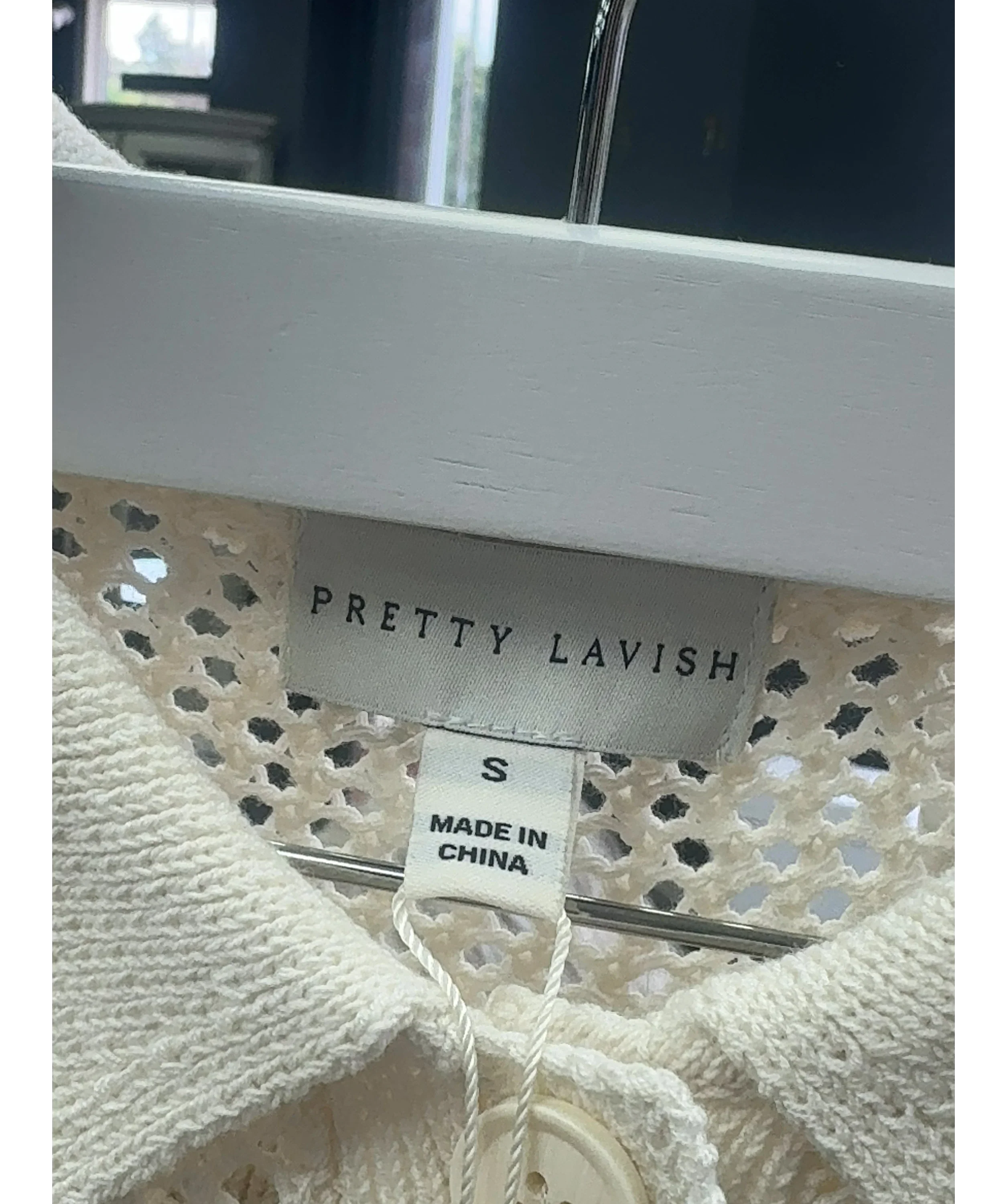 PRETTY LAVISH Cream Mireille Cream Star Knit Shirt & Trousers Set, size UK S — detail