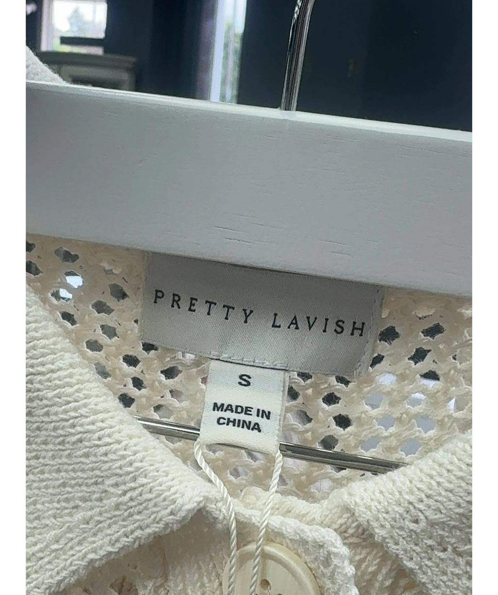 PRETTY LAVISH Cream Mireille Cream Star Knit Shirt & Trousers Set, size UK S — detail