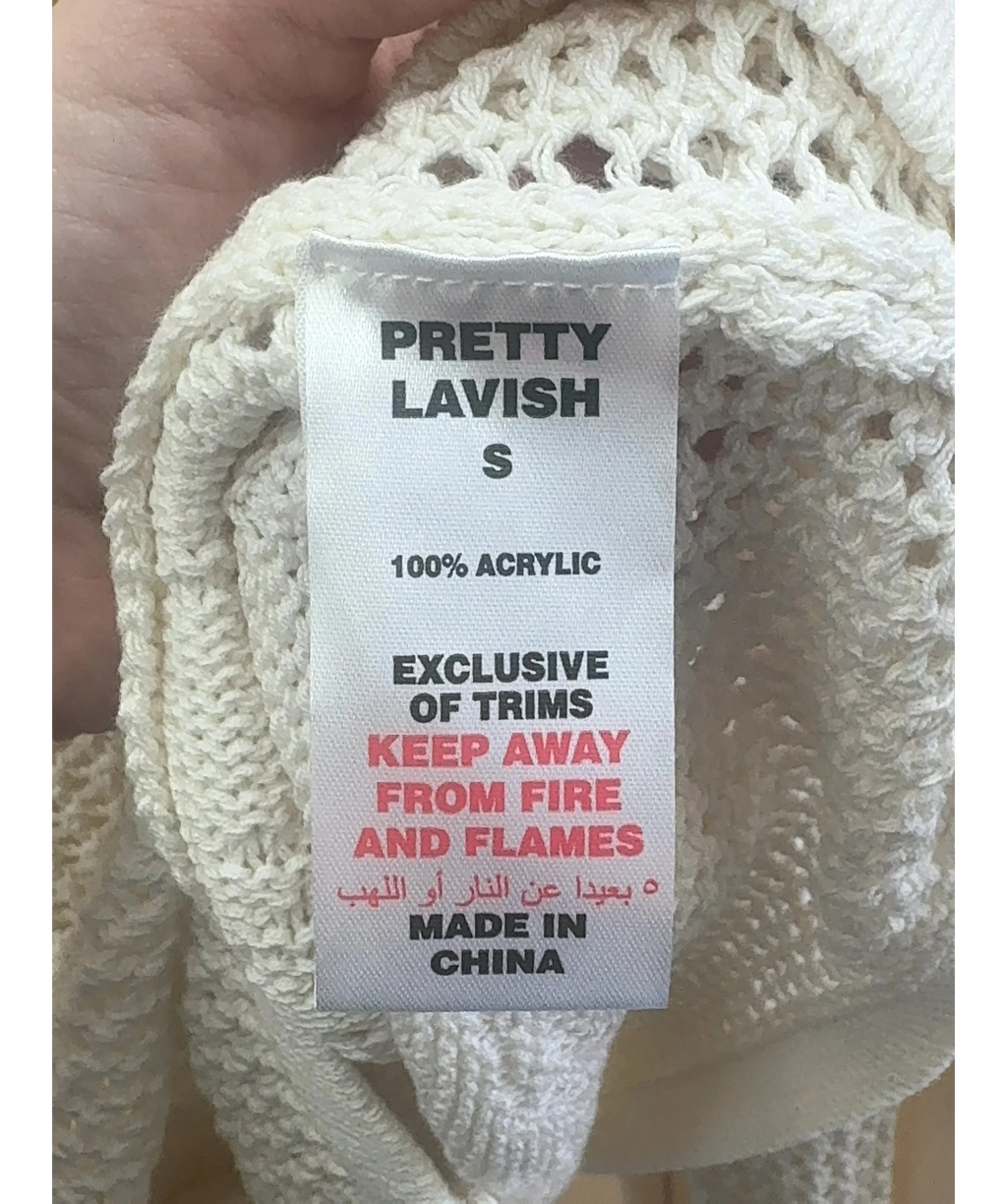 PRETTY LAVISH Cream Mireille Cream Star Knit Shirt & Trousers Set, size UK S — label