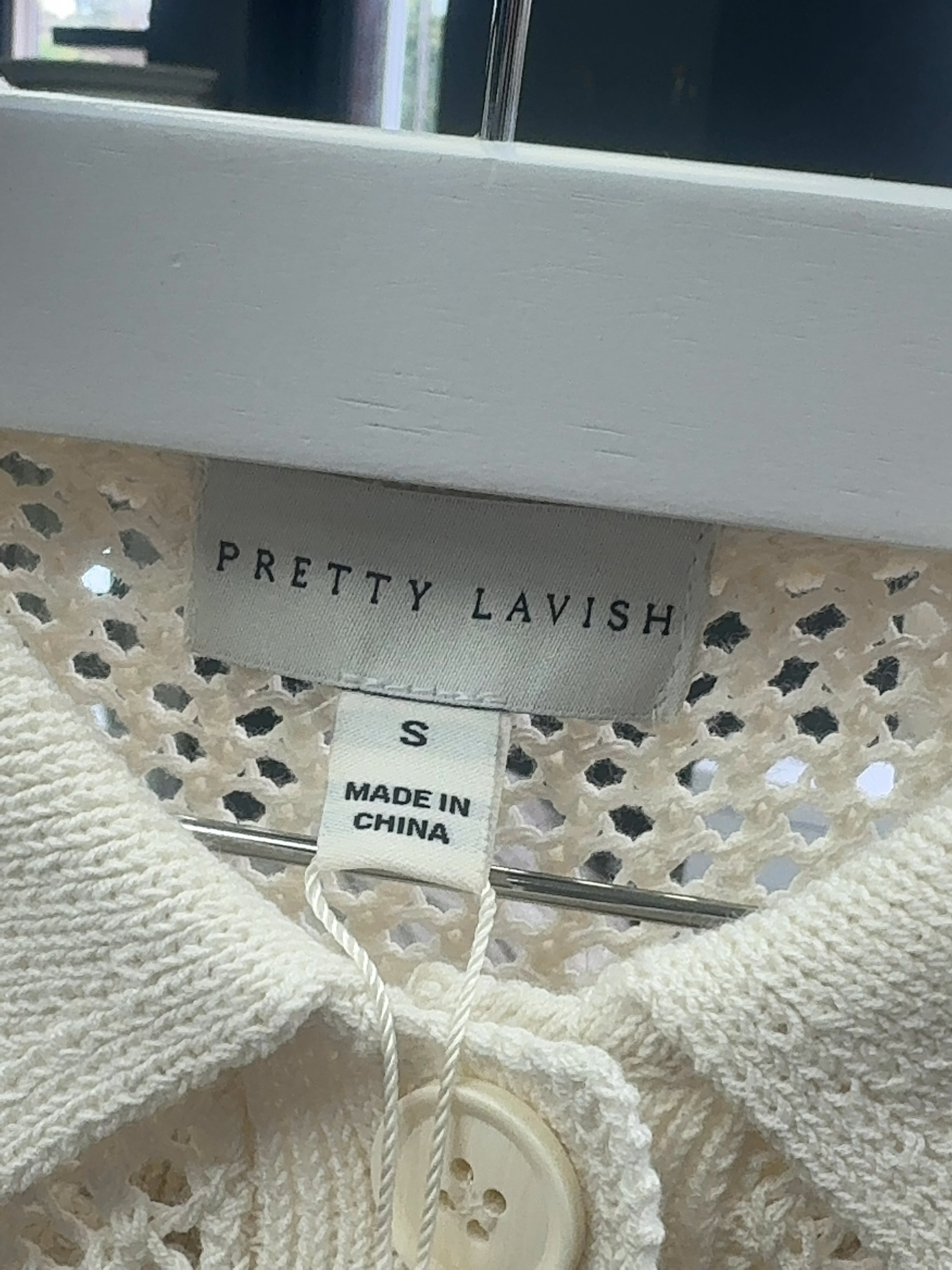 PRETTY LAVISH Cream Mireille Cream Star Knit Shirt & Trousers Set, size UK S — care label