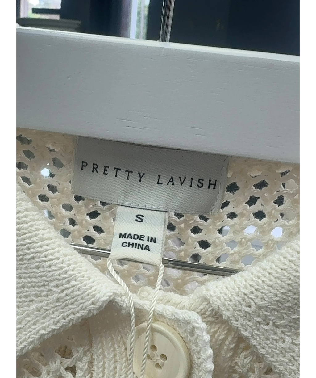 PRETTY LAVISH Mireille Cream Star Knit Shirt & Trousers Set UK S — Size