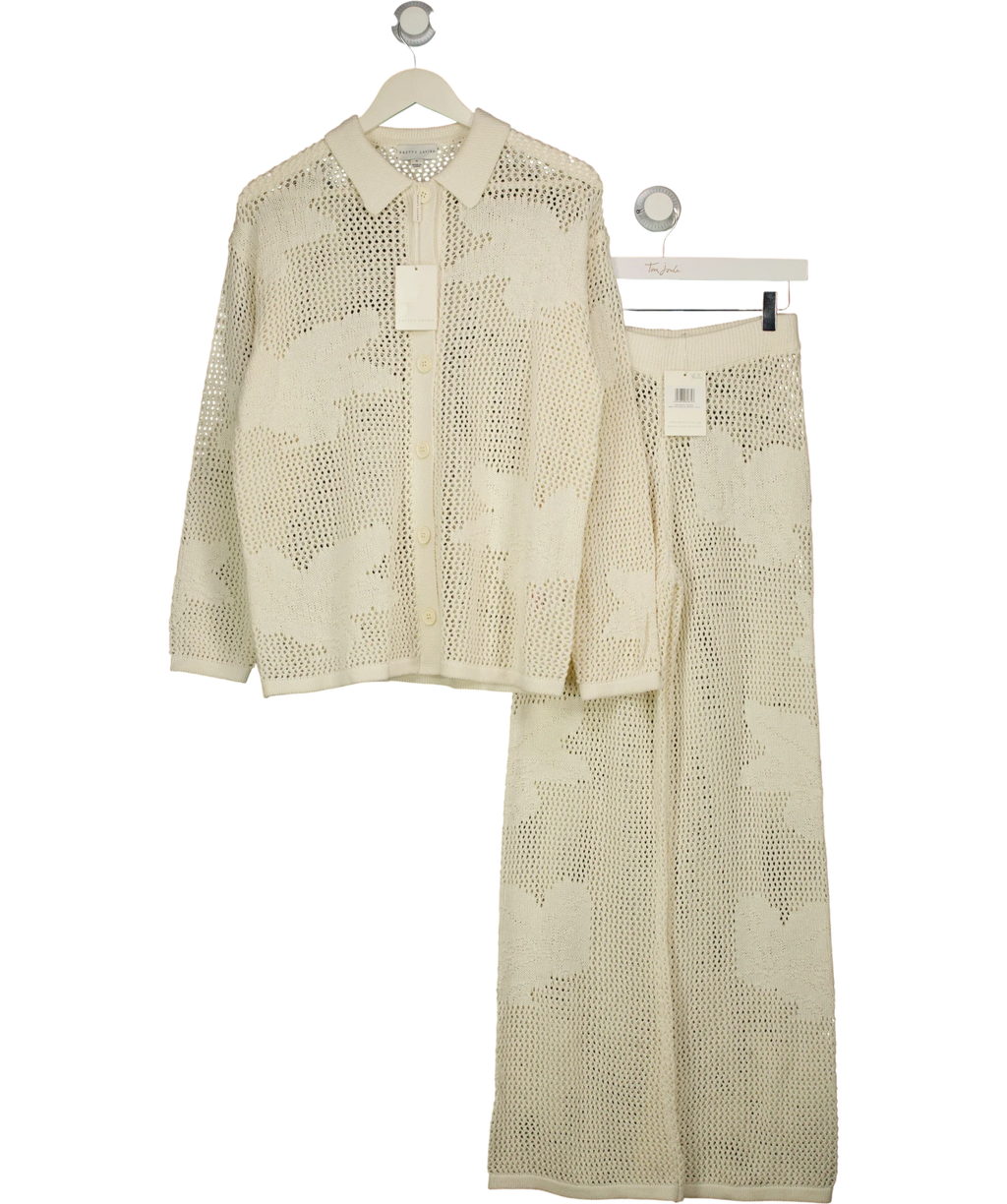 PRETTY LAVISH Cream Mireille Cream Star Knit Shirt & Trousers Set, size UK S — front