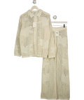 PRETTY LAVISH Cream Mireille Cream Star Knit Shirt & Trousers Set, size UK S — front