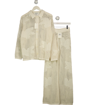 PRETTY LAVISH Mireille Cream Star Knit Shirt & Trousers Set UK S