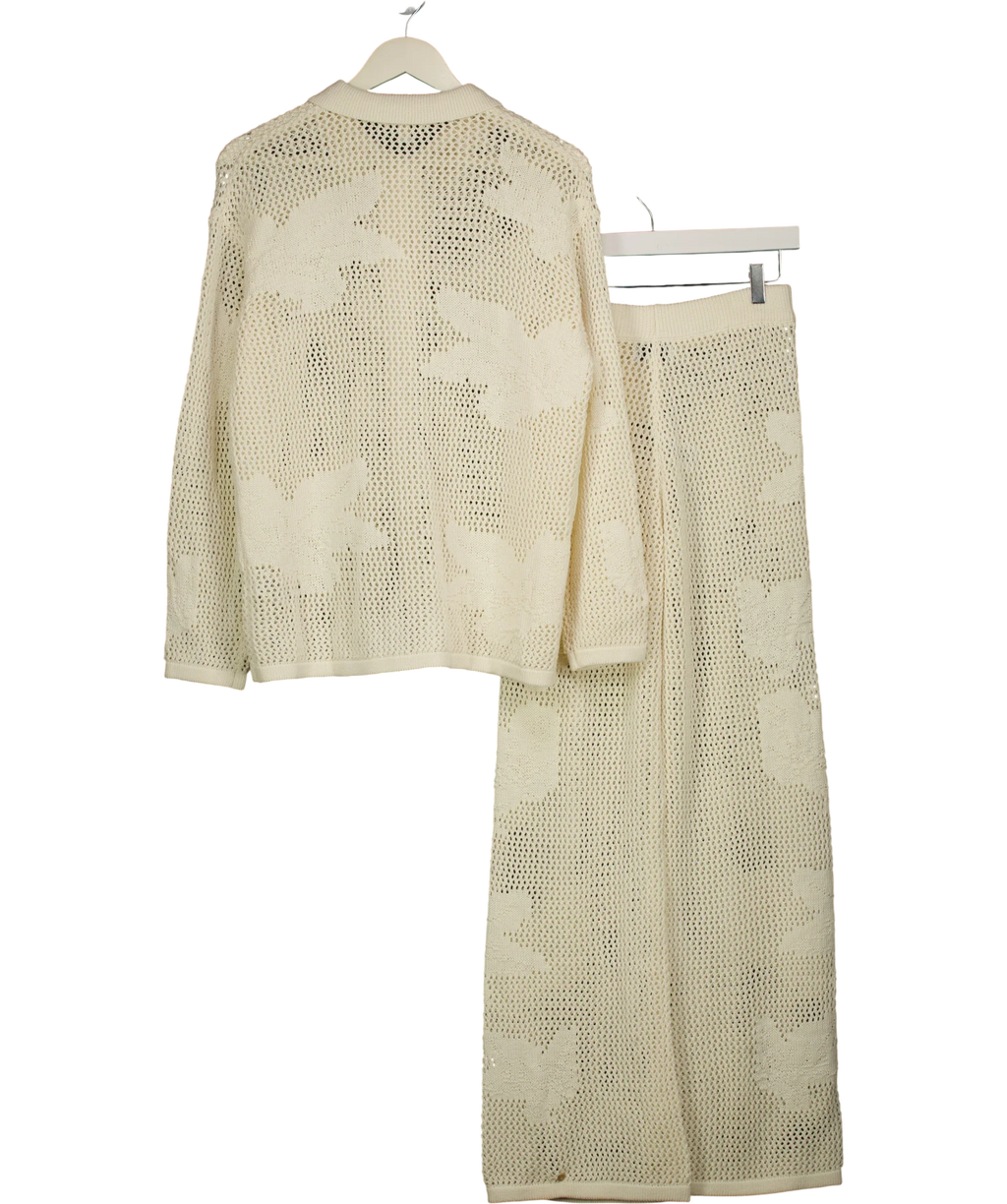 PRETTY LAVISH Cream Mireille Cream Star Knit Shirt & Trousers Set, size UK S — back