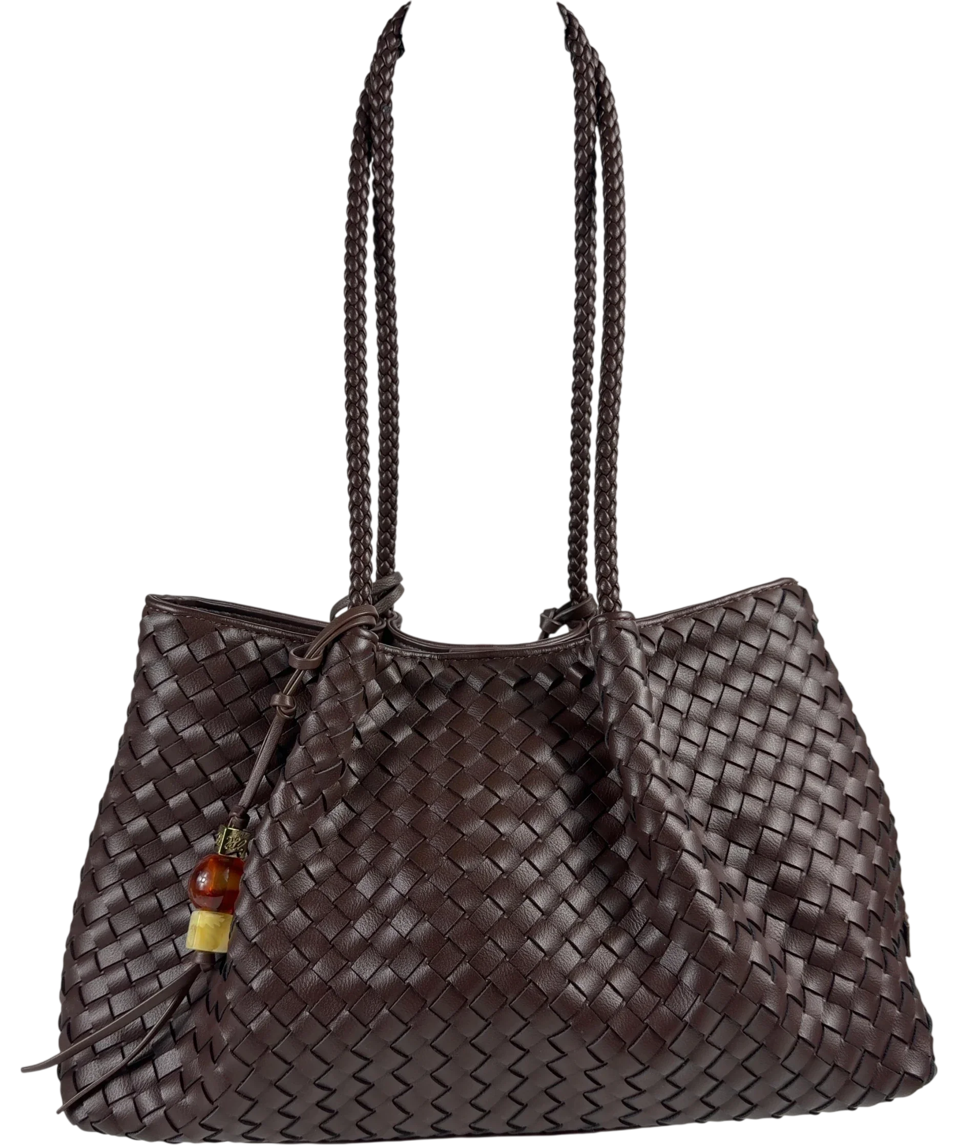 Katie Loxton Brown NOVA HAND WOVEN SMALL SHOULDER BAG — front