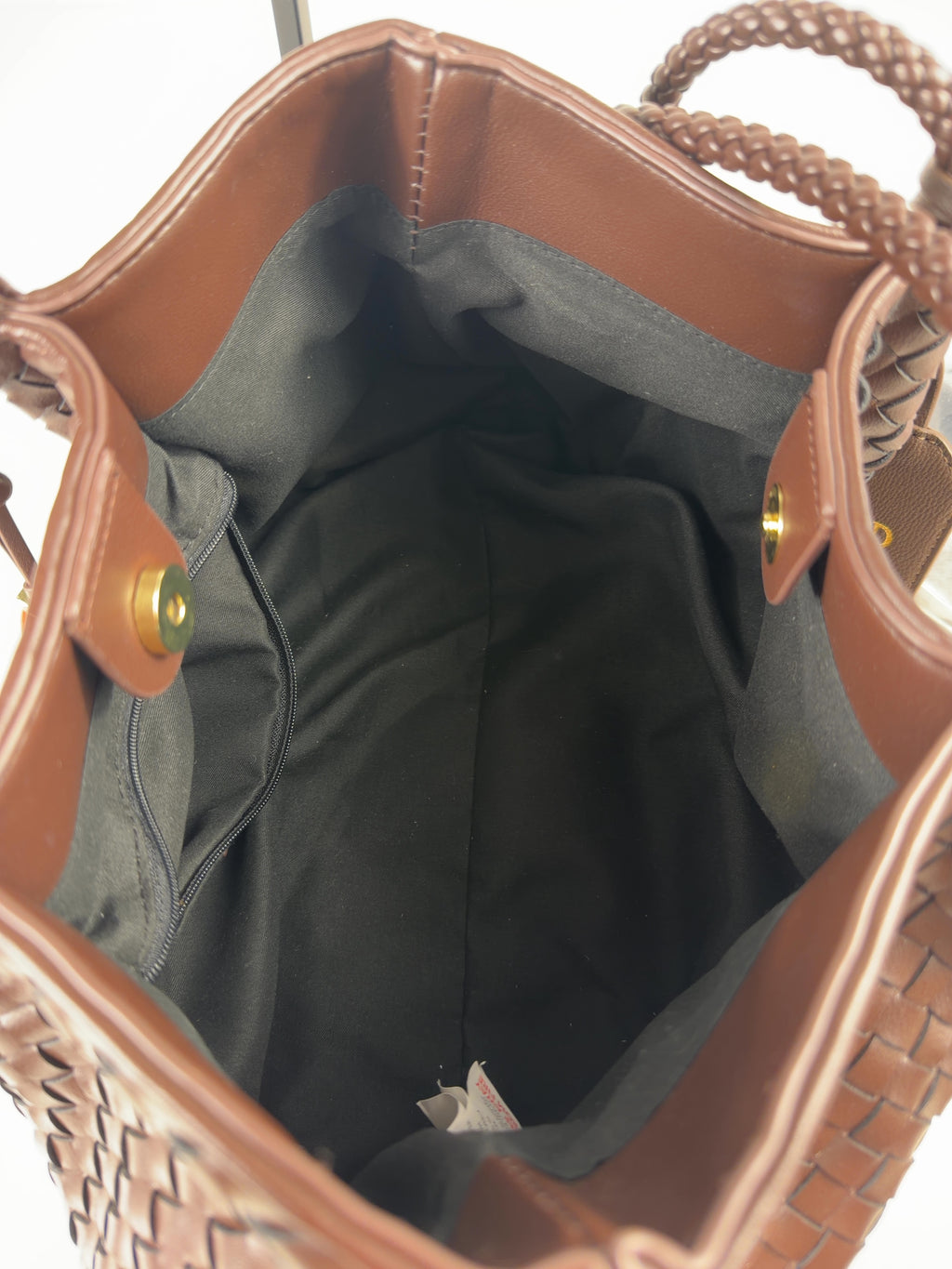Katie Loxton Brown NOVA HAND WOVEN SMALL SHOULDER BAG — label