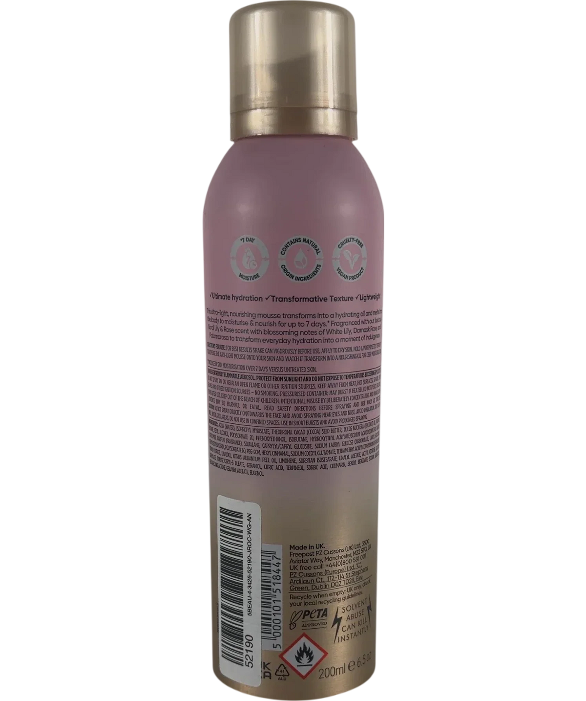 Sanctuary Sanctuary Spa Lily & Rose Mousse-to-Oil Body Moisturiser, size 200ml — back