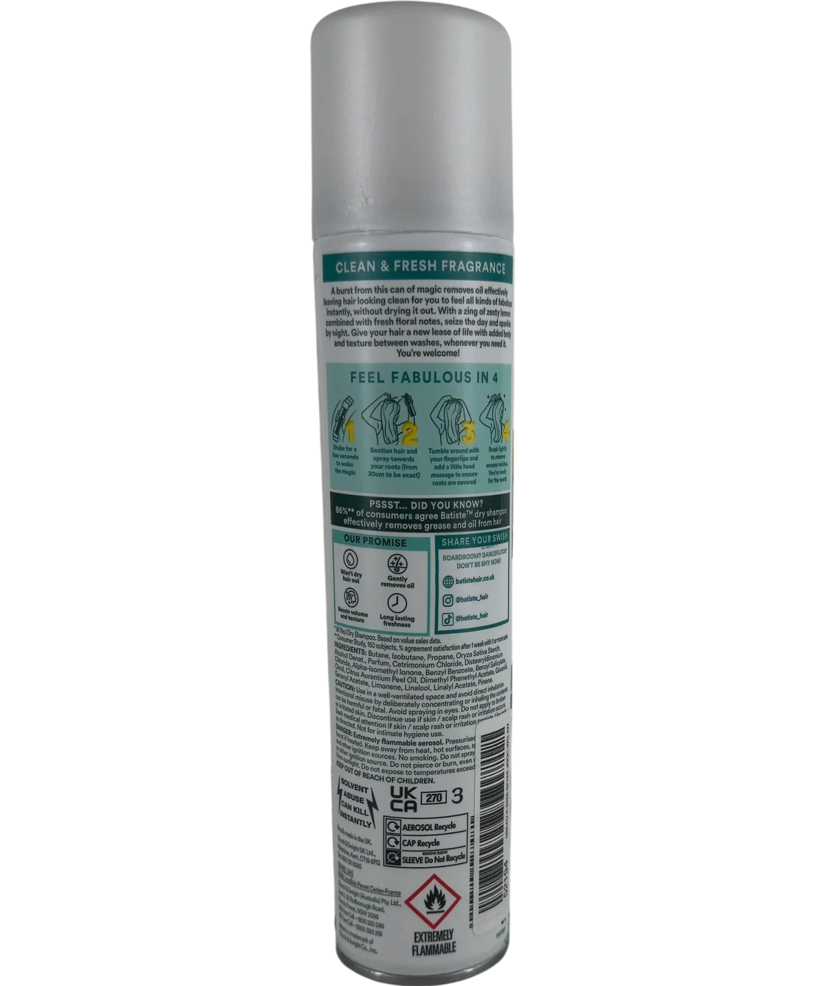 batiste Batiste Original Dry Shampoo, size 200ml — back