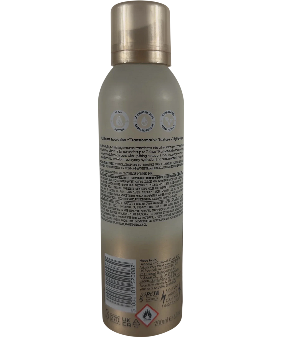 Sanctuary Sanctuary Spa Golden Sandalwood Mousse-to-Oil Body Moisturiser, size 200ml — back