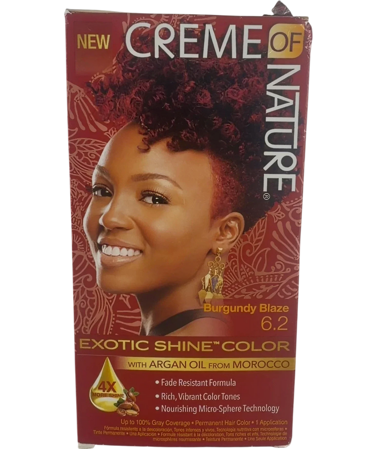 cream of natute 6.2 burgundy blaze Creme of Nature Exotic Shine Color 6.2 Burgundy Blaze 1 Application — front