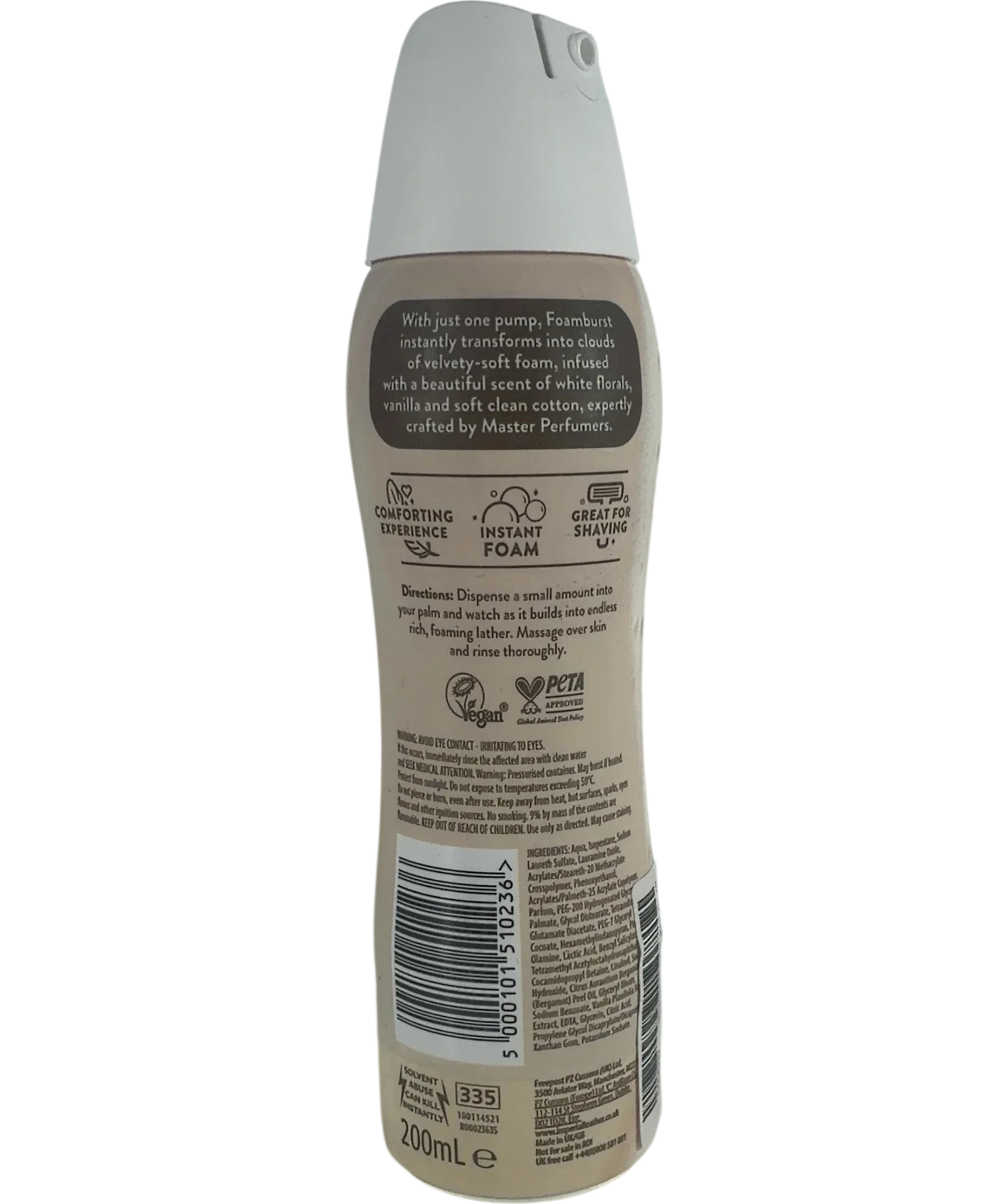 imperial leather Imperial Leather Foamburst Cotton Flower & Vanilla Body Wash, size 200ml — back