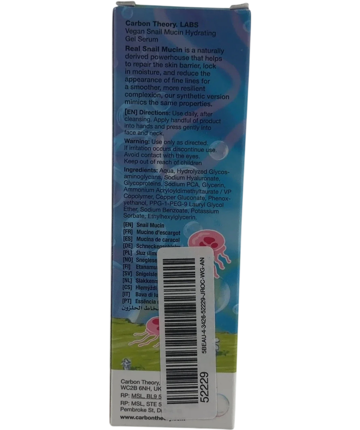 carbon theory Carbon Theory x SpongeBob Gary Goo Hydrating Gel Serum, size 50ml — back