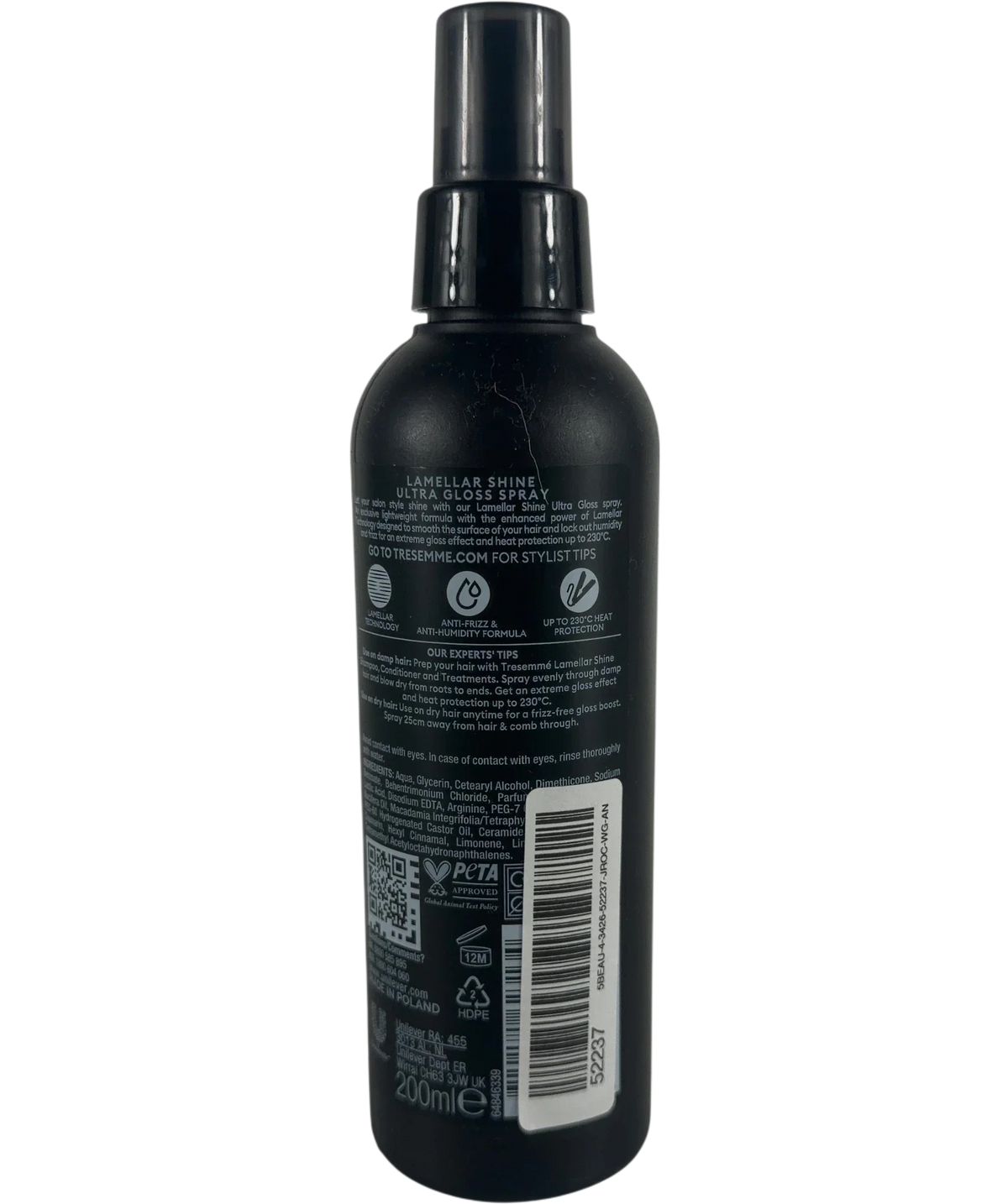 Tresemme TRESemme Lamellar Shine Ultra Gloss Spray, size 200ml — back