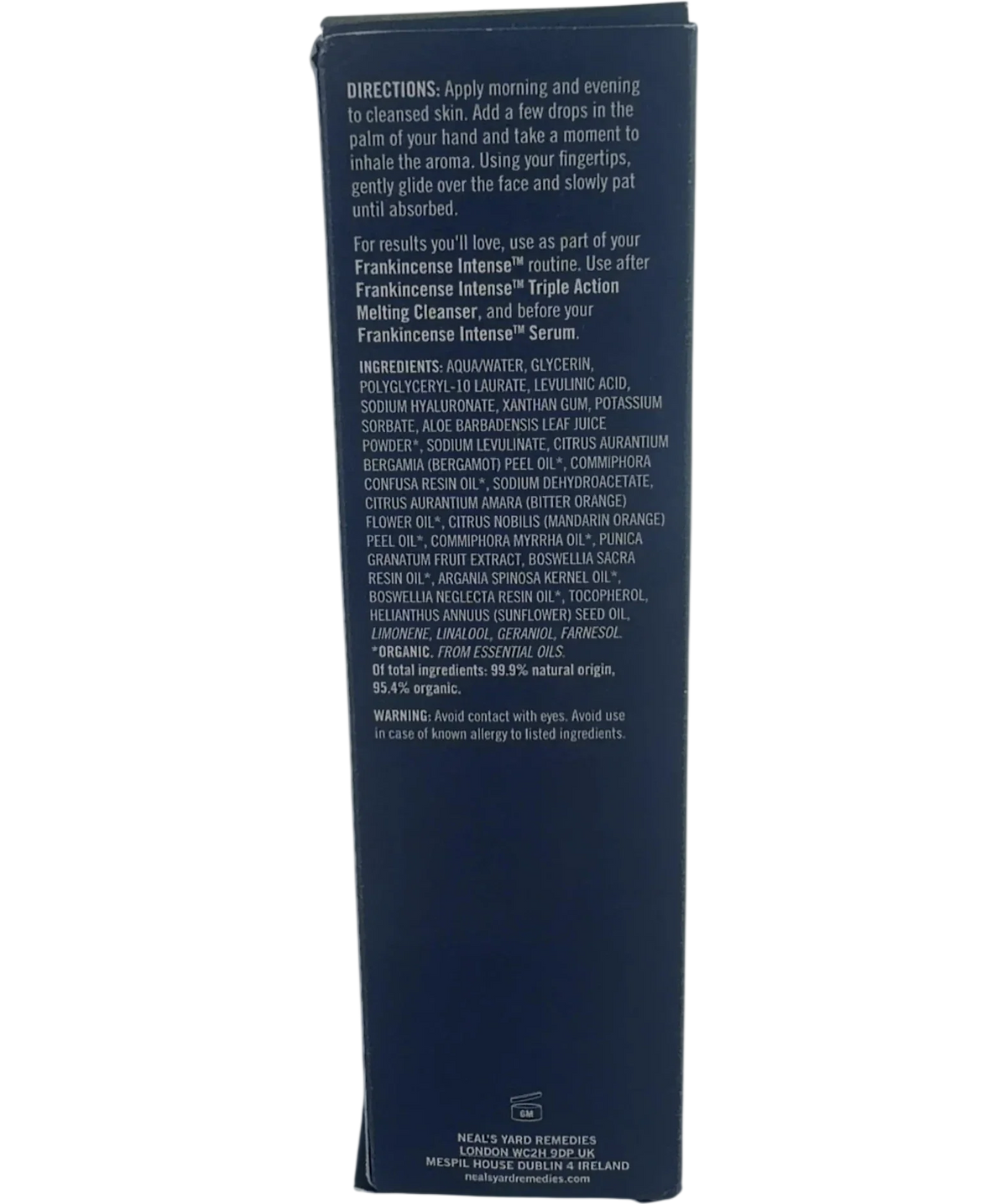 Neal's Yard Frankincense Intense Hydrating Essence, size 100ml — back