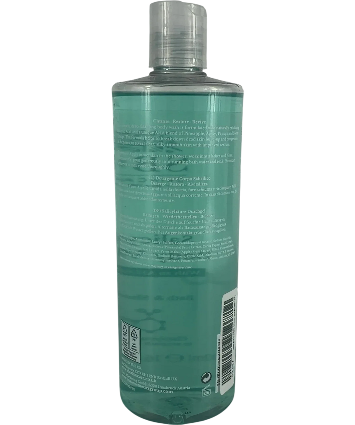 SBC SBC Skincare Salicylic Body Wash With an AHA Blend, size 500ml — back
