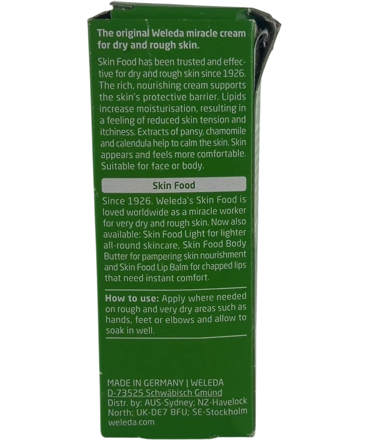 Weleda Weleda Skin Food Original Moisturiser, size 30ml — back