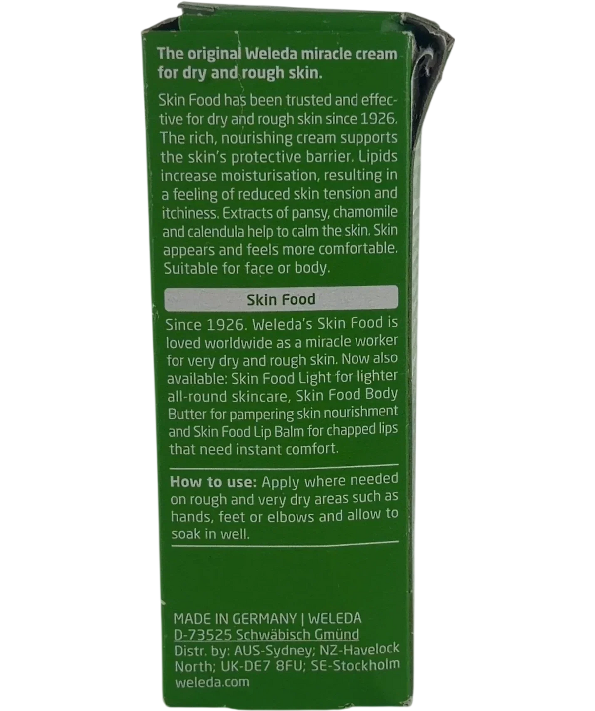 Weleda Weleda Skin Food Original Moisturiser, size 30ml — back