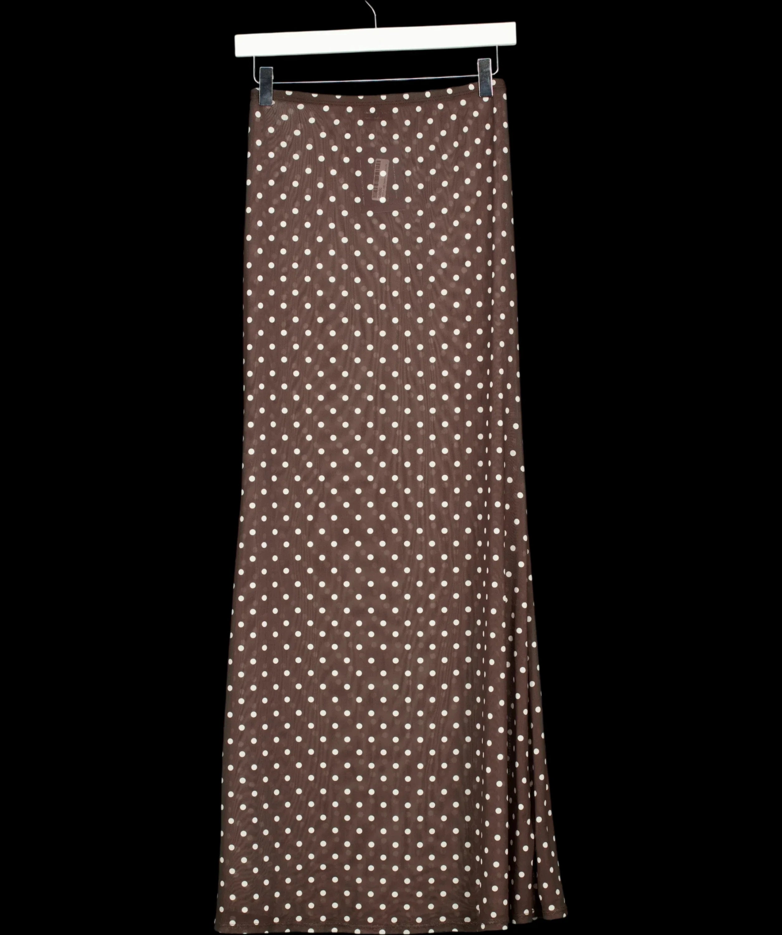 ASOS Brown DESIGN Polka Dot Mesh Column Maxi Skirt Chocolate Brown, size UK S — detail